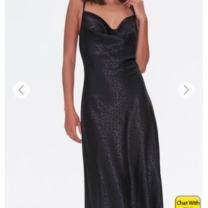 Forever 21 size XS cowl satin midi dress black leopard print